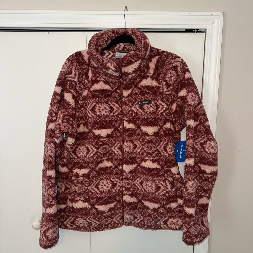 Columbia adult Cozy Fleece Jacket - Burgundy and Light Pink